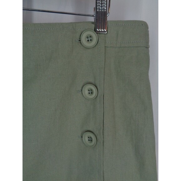 Modcloth Olive Green Linen Blend Faux Wrap Skirt Size 14 New - Picture 3 of 7